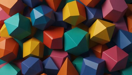 Obraz premium Minimalist 3D design featuring colorful geometric shapes.