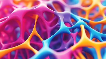 Dynamic 3D neural network with colorful connections and vibrant AI elements