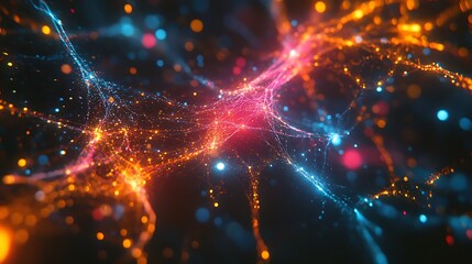 Obraz premium Dynamic digital network with glowing light connections and data visualization