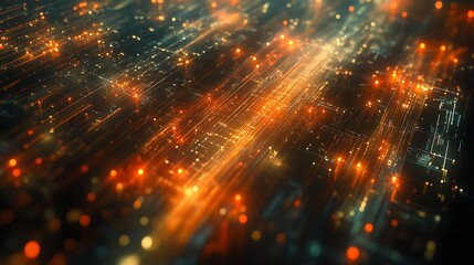 Obraz premium Dynamic digital network with glowing light connections and data visualization