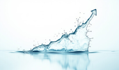 a growing graph of drops and splashes of water on a white background
