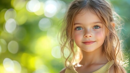 Naklejka premium Adorable Little Girl in a Sunny Garden