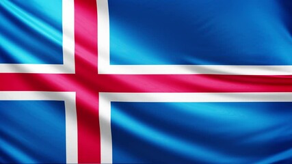 iceland flag video, close-up shot of icelandic nation flag, european, animated flag background video, 3D video of a flag, national symbol of the iceland people, patriotism, full screen,
