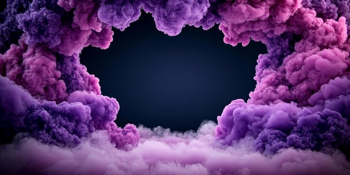a photostock of a  Creative purple lilac smoke Halloween background of floating smoking graphic studio banner misty fog haze atmosphere on monochrome trendy plain back ground cloud