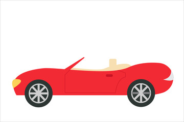 Red cabriolet. Vector simple color flat illustration.