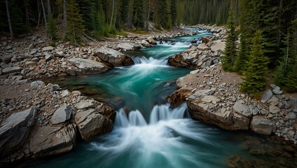 Mistaya River flowing through Mistaya Canyon in Alberta.