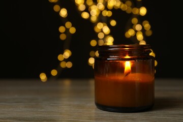 Aromatic candle on the table