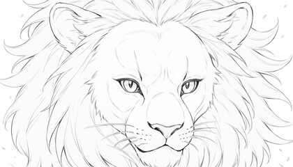 Obraz premium This combines the main elements (lion, cartoon, tattoo, wild, and silhouette) into a clear and concise description