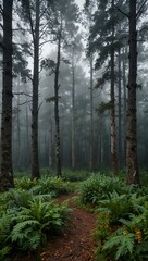 Obraz premium Misty forest landscape.