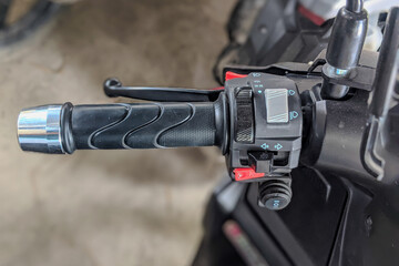 Close-up photo of motorcycle handlebar. macro photos are suitable for the photo industry of the...