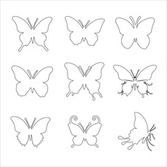 Vector Silhouette Of  Flying Butterfly Outline
