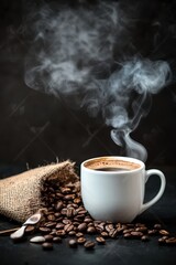 Fototapeta premium Coffee brewing ritual cozy kitchen beverage warm environment close-up view relaxing concept with steamy aroma