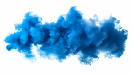 Fototapeta premium Abstract blue smoke cloud isolated on white background.