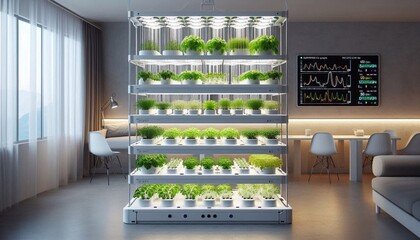 Modern Hydroponic Farming in a Bright, Sustainable Environment