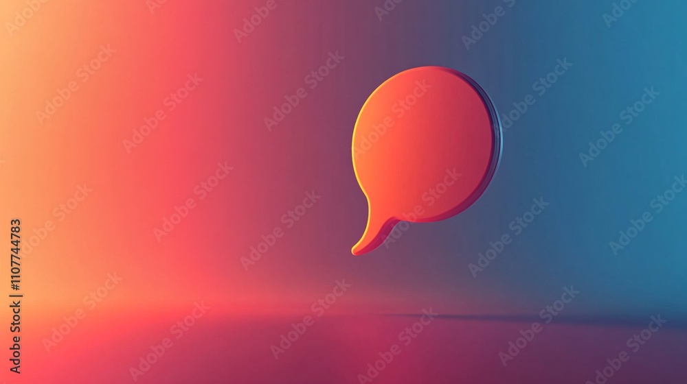 Poster Speech bubble floating on gradient background representing communication