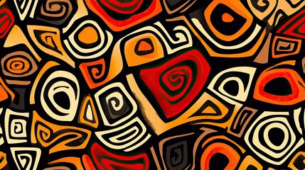 Fototapeta premium Abstract Swirls and Geometric Shapes in Warm Tones