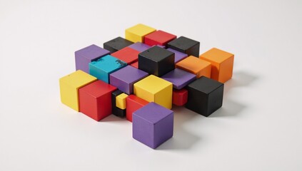 Obraz premium Unity and acceptance celebrated through cooperative cubes illustrating teamwork and anti-racism commitment