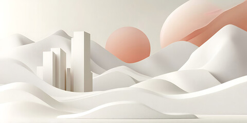 Surreal minimalist illustration and objects morphing into unexpected forms