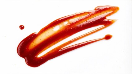 Naklejka premium ketchup isolated on white background, showcasing its vibrant color and smooth texture.