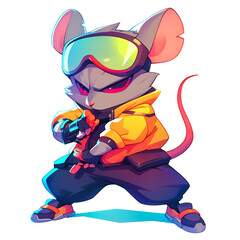 Obraz premium Cool cartoon mouse in stylish gear.