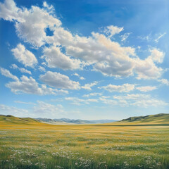 Obraz premium Relaxing and calming images of nature, the endless steppes of Kazakhstan in early spring