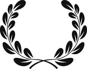 Simple laurel wreath symbolizes victory and achievement in black and white, perfect for winners and champions.