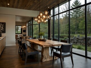 Fototapeta premium Modern rustic dining room.