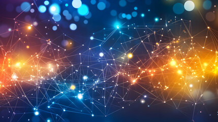 Obraz premium Abstract network connection, glowing nodes and lines, digital technology background.