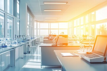 Sunlit modern laboratory with scientific equipment