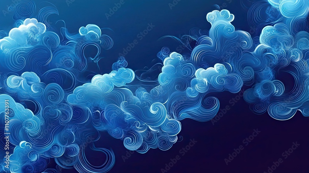 Wall mural Abstract swirling blue cloudscape artistic design