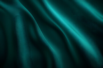 Obraz premium Black dark teal jade emerald sea aventurine green abstract background. Silk satin fabric. Glitter shimmer. Color gradient. Line stripe wave shadow. Drapery curtain. Luxury elegant subtle. Blank design