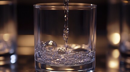 a glass beaker with a clear liquid