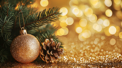 golden background with bokeh lights new year banner