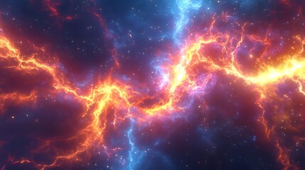 Obraz premium Dynamic Plasma Lightning and Fiery Energy Surges Capturing Electric Cosmic Storms in High Definition