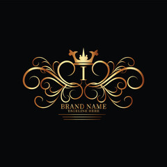 creative  new latter i logo design  and latter  initial logo. i monogram latter logo , golden  new i logo design with black color ,new template design