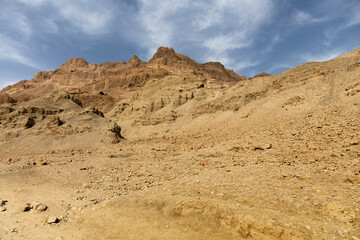 Wadi Arugot National Park is a desolate rocky landscape
