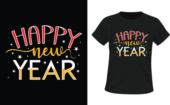 Happy New Year 2025 Typography T-Shirt Design, New Year Crew 2025 Shirts, Happy New Year SVG,New Year Celebration T-Shirt