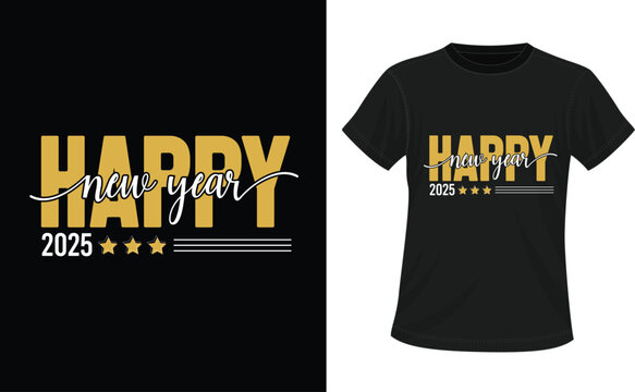 Happy New Year 2025 Typography T-Shirt Design, New Year Crew 2025 Shirts, Happy New Year SVG,New Year Celebration T-Shirt
