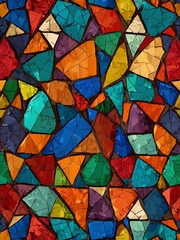 Mosaic pattern of irregular shapes in vibrant colors.