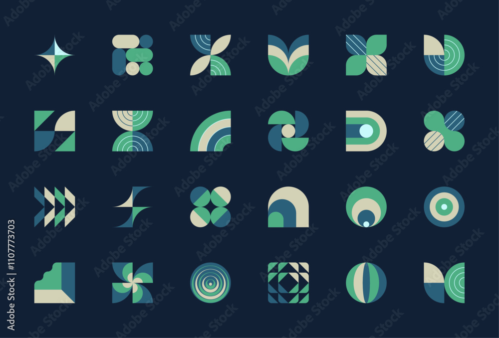 Poster symbols set. abstract and basic shapes. geometric forms. minimalist icons. flat vector concept. mode