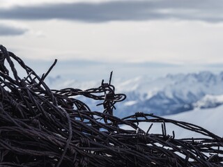 Barbed wire and WW2 fortifications on Mont Chaberton