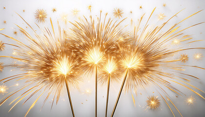 Golden sparklers illuminate the night, creating a festive atmosphere with radiant sparks and glowing effects