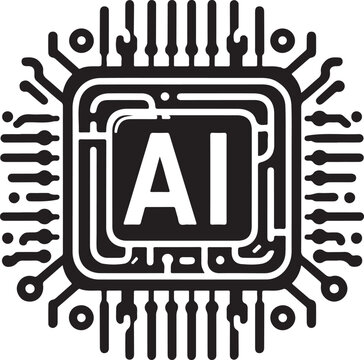 recommend clip art: Artificial intelligence AI processor chip icon. Mini AI CPU icon.