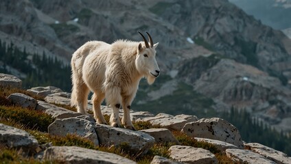 Mountain goat in its natural habitat.