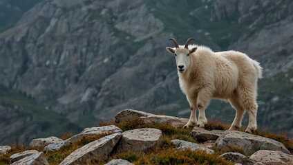 Fototapeta premium Mountain goat in its natural habitat.