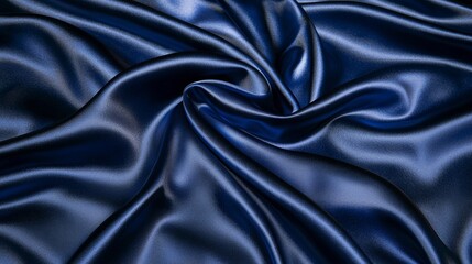 Obraz premium Swirling Navy Blue Silk Satin Fabric Texture Abstract Composition, Luxury Drape, Elegant Background,Silk Texture Silk,Fabric