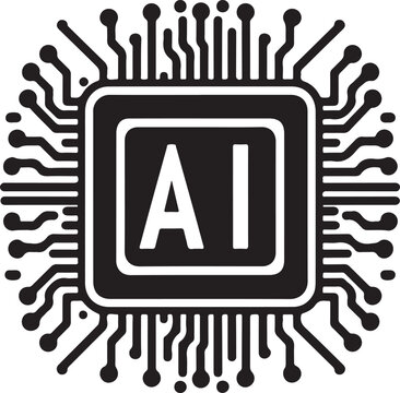 recommend clip art: Artificial intelligence AI processor chip icon. Mini AI CPU icon.