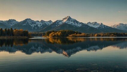 Mountain range with a lake in the foreground.