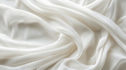 Fototapeta premium Abstract Draped White Silk Fabric Texture Soft Waves, Close-up Photography, Elegant Concept, Fabric texture, Silk Keywords Texture, Photography