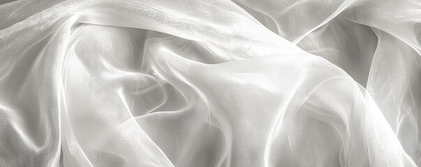 Obraz premium Abstract Draped White Fabric Texture Close-up Composition, Monochromatic Image, Light and Shadow Concept, Fabric Photography Fabric Texture, White Texture